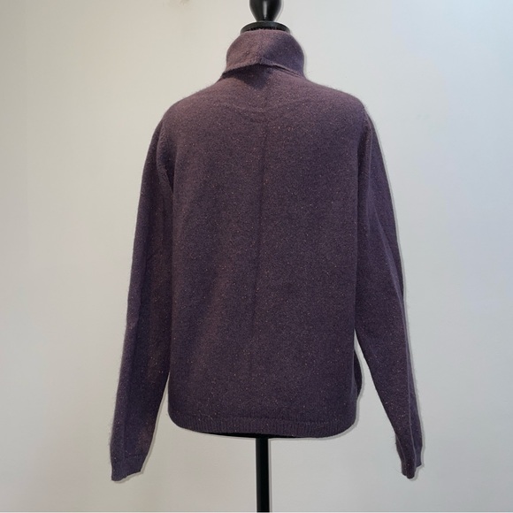 L.L.Bean Merino Wool Angora Turtleneck Sweater Purple Flecked Knit Size M - Picture 4 of 7